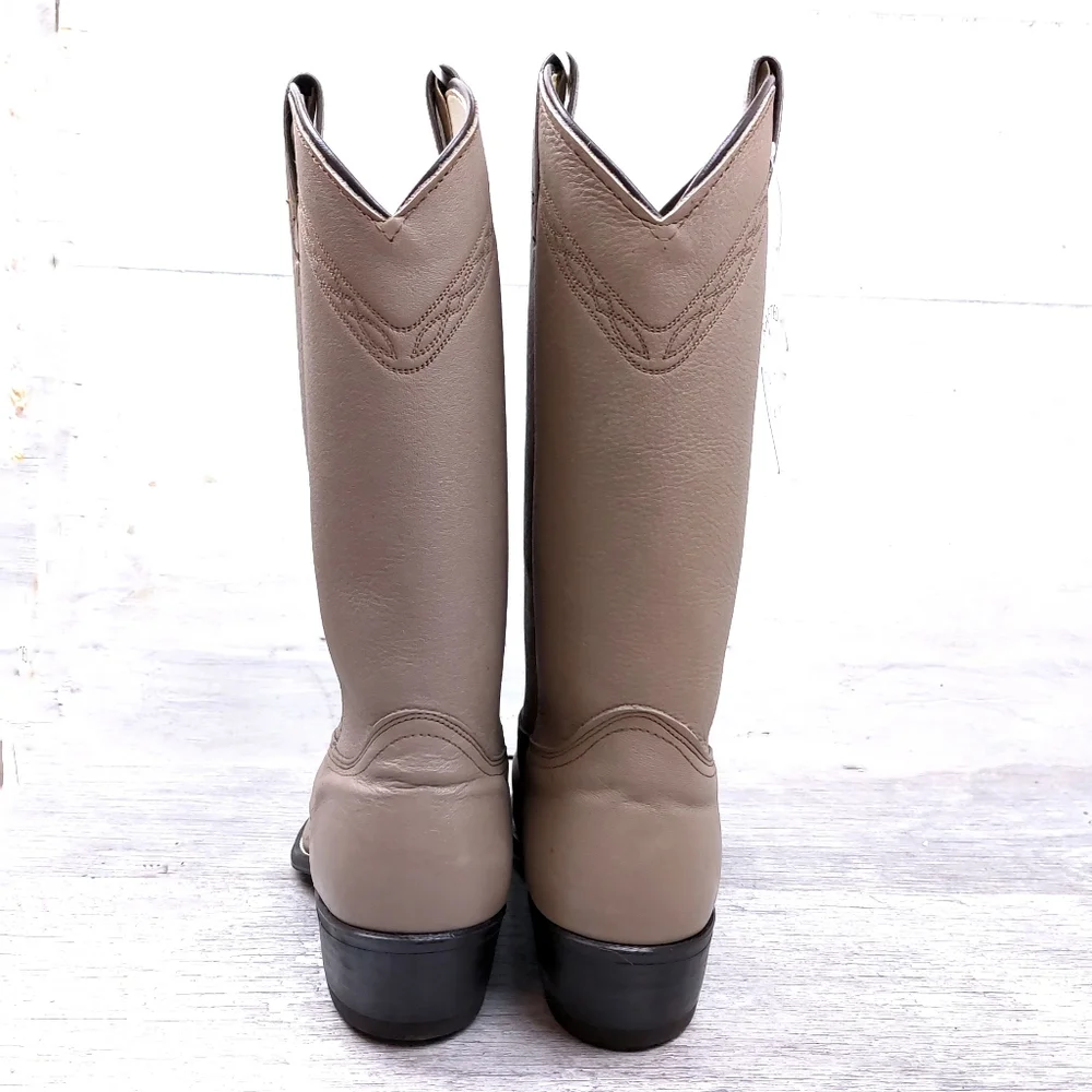 Genuine Leather Mens 10.5 EETaupe Gray Western Boots Brand New! - Picture 9 of 11